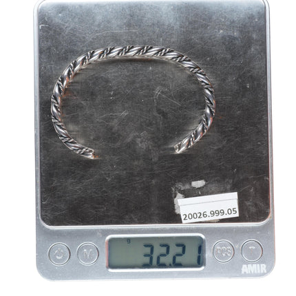 6.5" deep stamped Navajo vintage sterling silver braided cuff bracelet