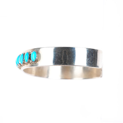 6.4" Daniel Mike Navajo sterling silver turquoise row cuff bracelet