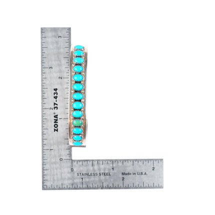 6.4" Daniel Mike Navajo sterling silver turquoise row cuff bracelet
