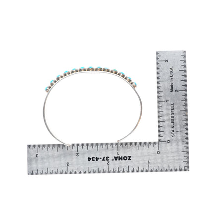 6.4" Daniel Mike Navajo sterling silver turquoise row cuff bracelet