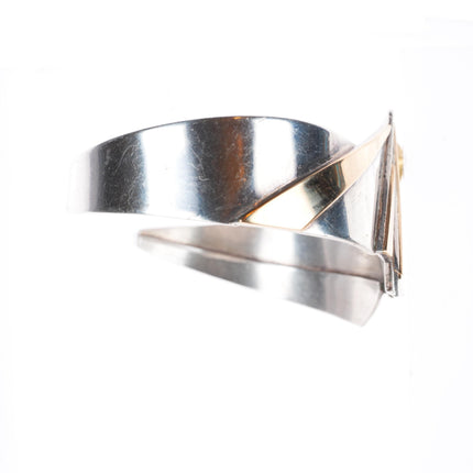 6.25" Sydney Lynch 14k gold sterling silver modernist Tourmaline cuff bracelet