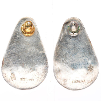 Antoinette Qumawunu Hopi overlay roaring bear earrings sterling silver