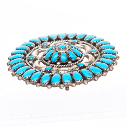 Lorraine Waatsa Zuni sterling silver turquoise cluster pendant pin/brooch
