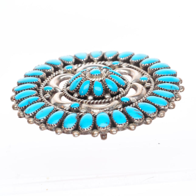 Lorraine Waatsa Zuni sterling silver turquoise cluster pendant pin/brooch