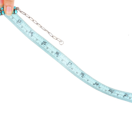 1940's-50's Zuni Natural turquoise petit point sterling silver necklace