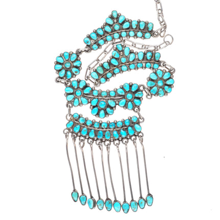 1940's-50's Zuni Natural turquoise petit point sterling silver necklace