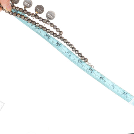 Jim Redfeather Navajo silver dime turquoise squash blossom necklace sterling