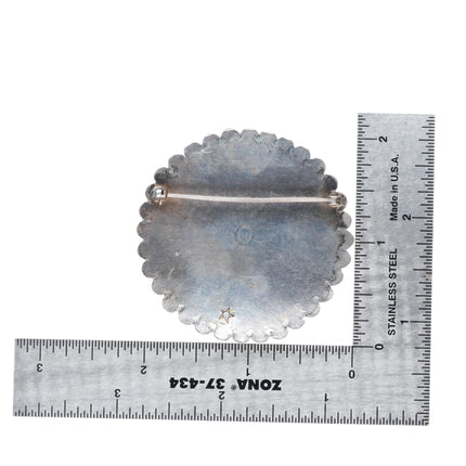 c1940 John Silver Navajo stamped and chiseled sterling silver pin/brooch
