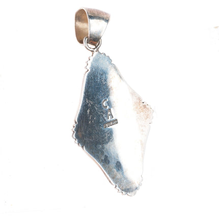 Cecil Ashley Navajo sterling silver opal, coral, onyx inlaid pendant