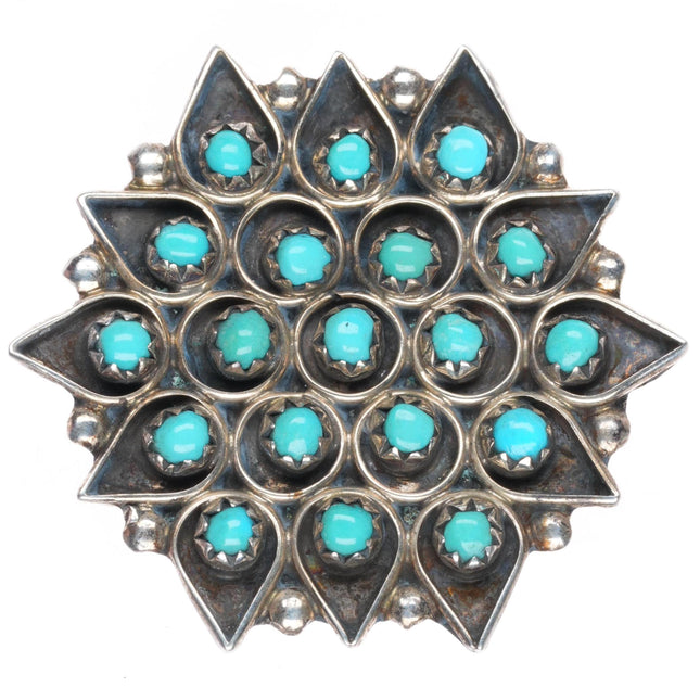 Lonasse Zuni sterling silver snake eye turquoise star form pendant pin/brooch