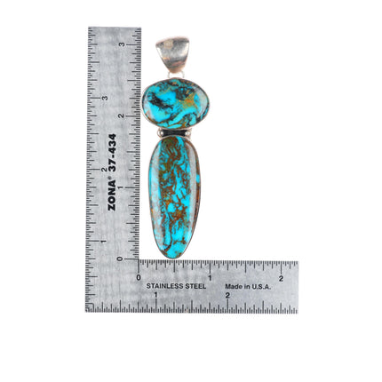 C Yazzie Navajo sterling silver high grade turquoise pendant