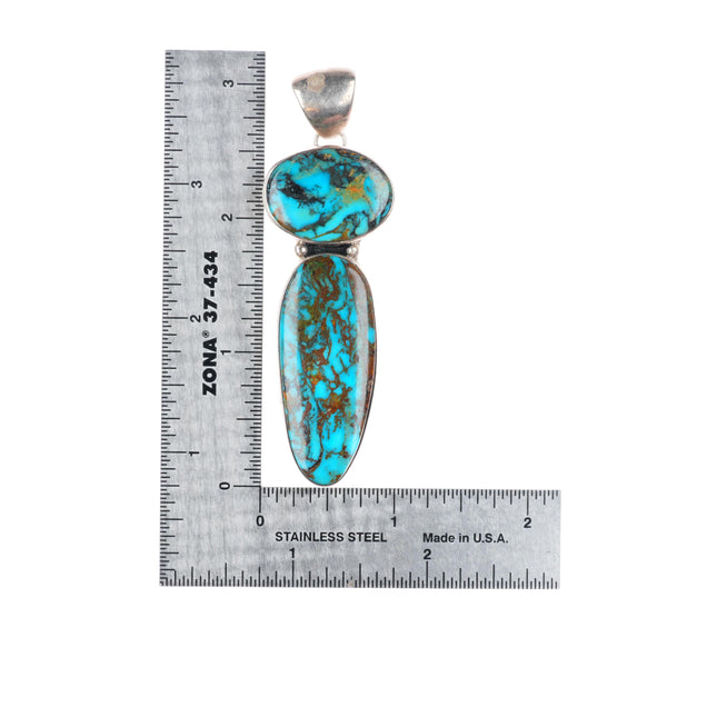 C Yazzie Navajo sterling silver high grade turquoise pendant