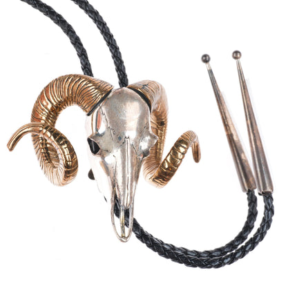 Big vintage southwestern sterling silver Ram/Bighorn sheep bolo tie