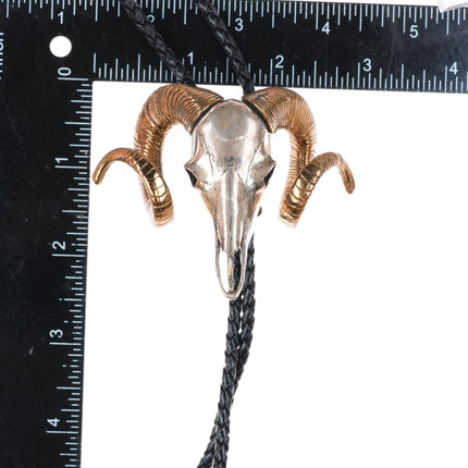 Big vintage southwestern sterling silver Ram/Bighorn sheep bolo tie