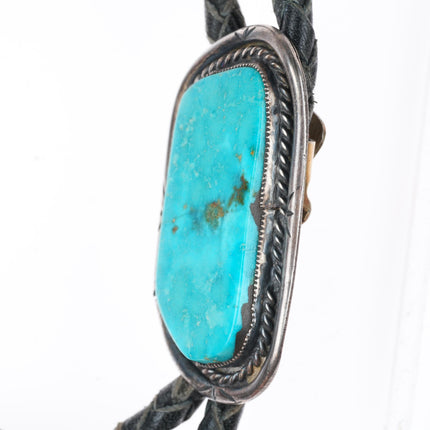 c1960 c-31 Navajo sterling silver bolo tie with large turquoise