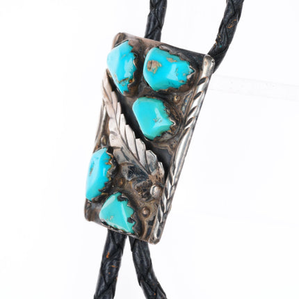 c1970 Vance Cheama Zuni sterling silver turquoise bolo tie