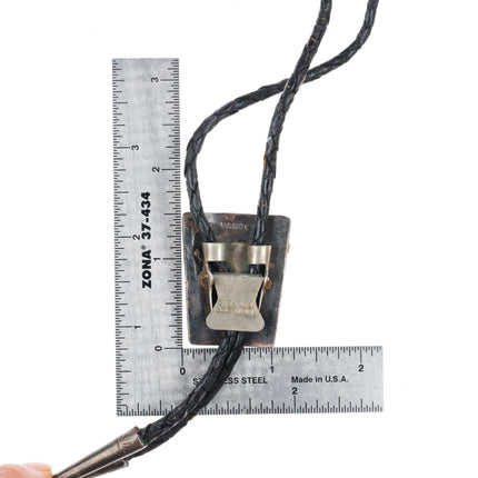 c1970 Vance Cheama Zuni sterling silver turquoise bolo tie