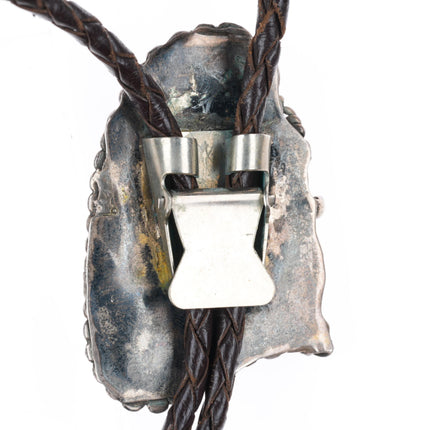 Vintage Navajo sterling silver bolo tie with nice large turquoise