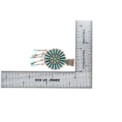 S Lahi Zuni vintage sterling silver needlepoint turquoise pendant