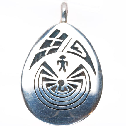 Daren Silas Hopi overlay man in the maze pendant sterling silver