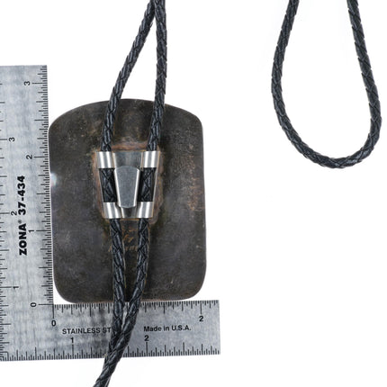 Large vintage Southwestern sterling silver stone bolo tie