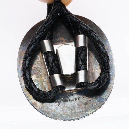 Large vintage Southwestern sterling silver Pietersite stone bolo tie