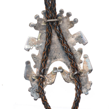 c1940's Roger Cellicion Zuni Sun Father & his Twin Sons sterling silver bolo tie