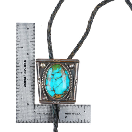 c1960 c-31 Navajo sterling silver bolo tie with nice turquoise