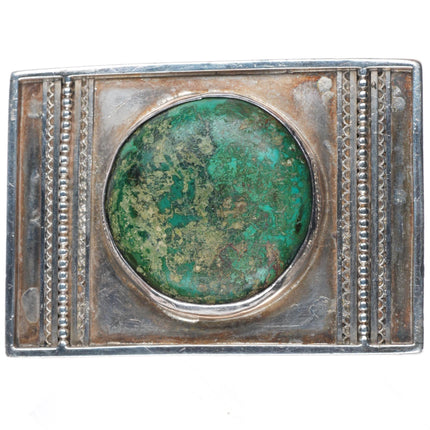 Vintage southwestern sterling silver green turquoise buckle for 1.75" belt