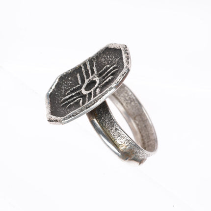 sz10 Cordell Pajarito Santo Domingo tufa cast sterling silver ring 4 directions