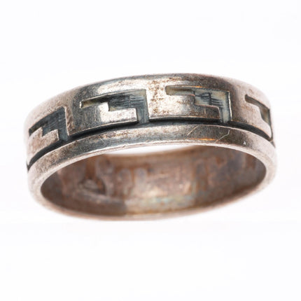 sz11 Stewart Tewawina Hopi overlay band ring sterling silver
