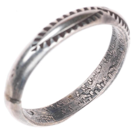 sz6.75 Antique Navajo Ingot silver deep stamped wedding band ring