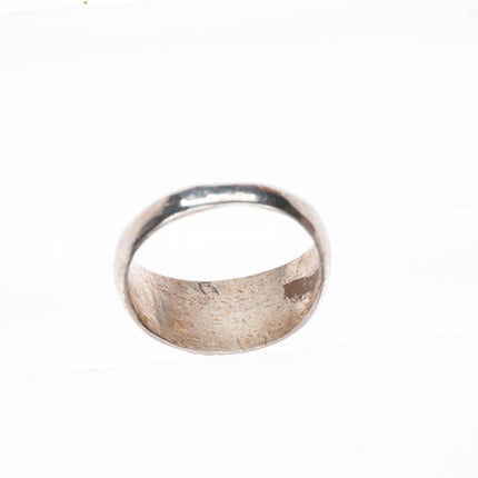 sz9.75 vintage Zuni sterling silver flush inlay turquoise ring