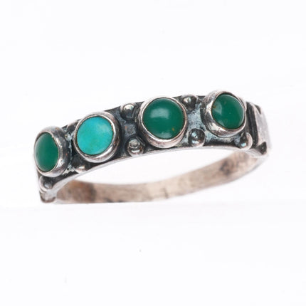 sz5.5 1940's Vintage Maisels Zuni sterling silver snake eye green turquoise ring