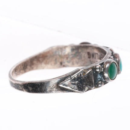 sz5.5 1940's Vintage Maisels Zuni sterling silver snake eye green turquoise ring