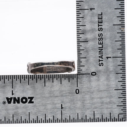 sz5.5 1940's Vintage Maisels Zuni sterling silver snake eye green turquoise ring