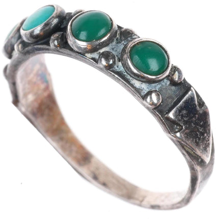 sz5.5 1940's Vintage Maisels Zuni sterling silver snake eye green turquoise ring