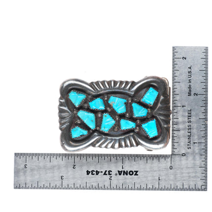 G&L Leekity Zuni vintage sterling silver turquoise cluster buckle for 1.25" belt