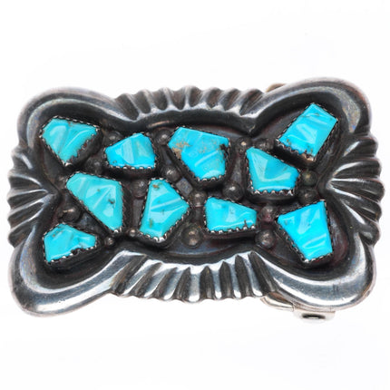 G&L Leekity Zuni vintage sterling silver turquoise cluster buckle for 1.25" belt