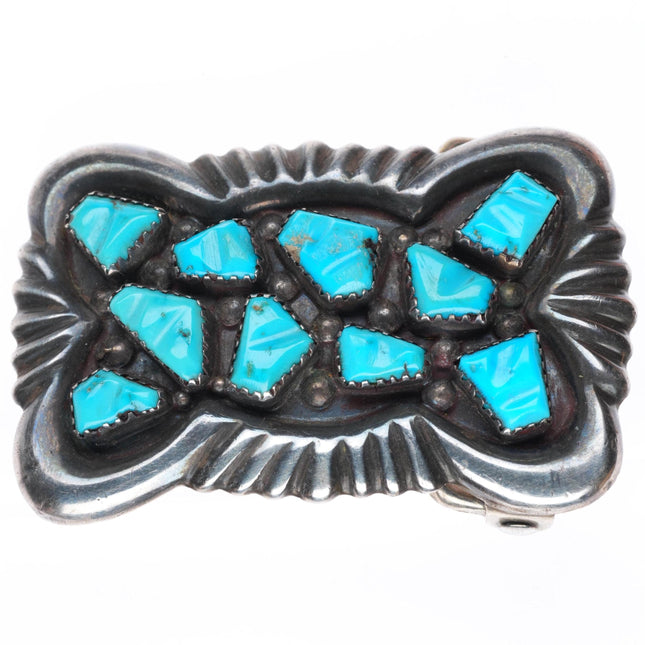 G&L Leekity Zuni vintage sterling silver turquoise cluster buckle for 1.25" belt