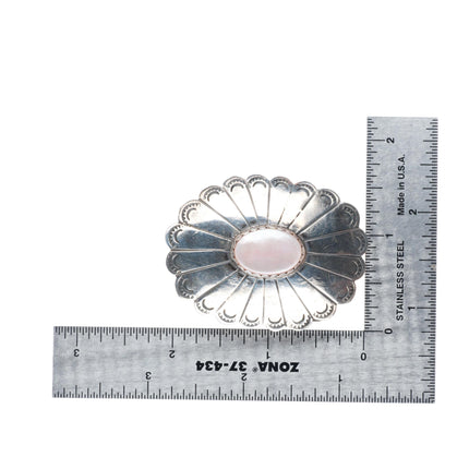 vintage Navajo sterling silver pink mother of pearl buckle for 1 1/8" belt