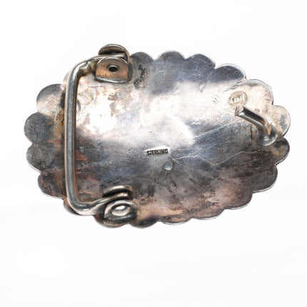 vintage Navajo sterling silver pink mother of pearl buckle for 1 1/8" belt