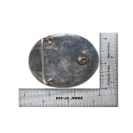 vintage Navajo sterling silver petrified bone/horn inlay buckle for 1.5" belt