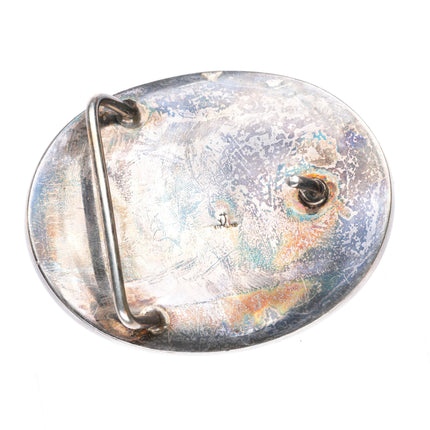 vintage Navajo sterling silver petrified bone/horn inlay buckle for 1.5" belt