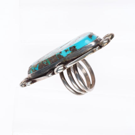 sz7 Huge vintage Navajo sterling silver ring with great turquoise