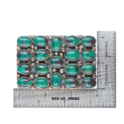 Andrew Martin Navajo sterling silver Chrysocolla cluster buckle for 1.5" belt