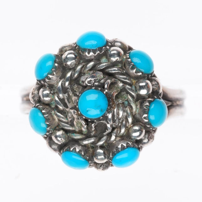 sz6.5 Darlene Weebothee Zuni sterling silver snake eye turquoise ring