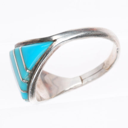 sz9.5 CC Zuni sterling silver turquoise inlay ring