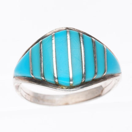 sz9.5 CC Zuni sterling silver turquoise inlay ring