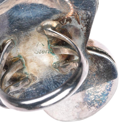 sz6 vintage Navajo sterling silver modernist stacked turquoise ring